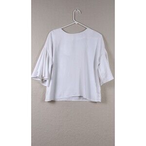 Cathrerine Malandrino Womens Small Blouse Top White Butterfly Sleeves Pullover